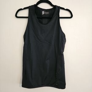 Second Skin Women's Black Compression Racer Back Tank Activewear Running Medium